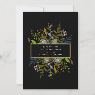 Save The Date Elégant aquarelle Floral Black Arrière - plan Mari