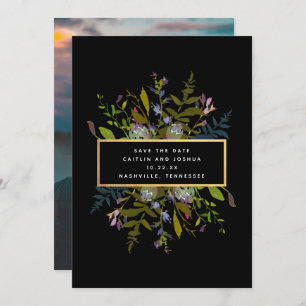 Save The Date Elégant aquarelle Floral Black Arrière - plan Phot