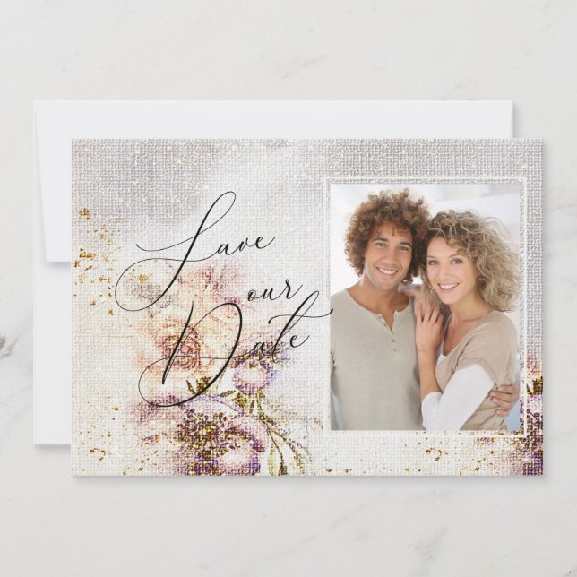 Save The Date Elégant aquarelle Peint Floral Mariage (Devant)
