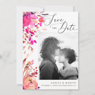 Save The Date Élégant aquarelle rose floral automne mariage