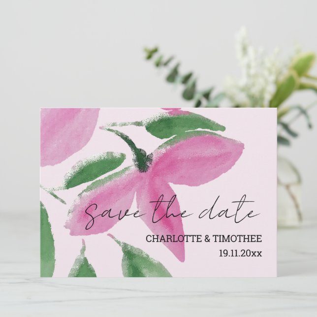 Save The Date Élégant Art Fleur sauvage d'aquarelle romantique (Debout devant)