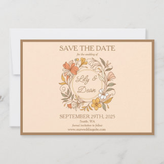 Save The Date Élégant Art Nouveau Floral Enregistrer la date