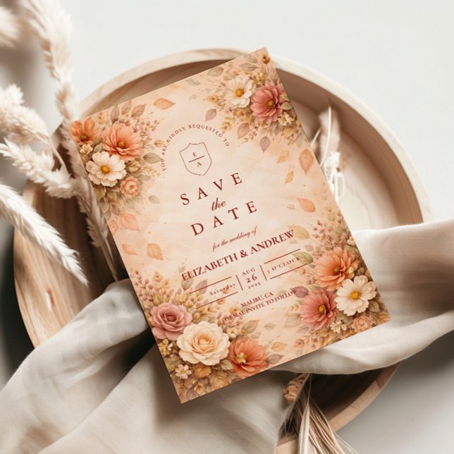 Save The Date Elegant Autumn Flower Wedding (Créateur téléchargé)