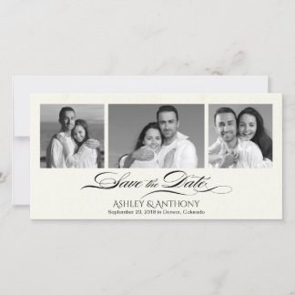 Save The Date Élégant B&W Photo Collage Mariage Enregistrer la d