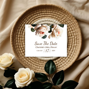 Save The Date Elégant Baby shower Rose beige fille