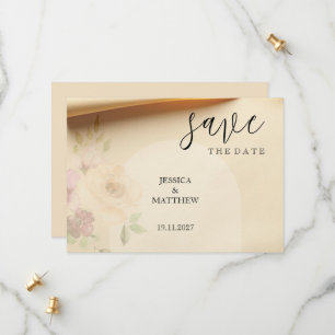 Save The Date Elégant Beau Boho Peach Blush Floral Mariage