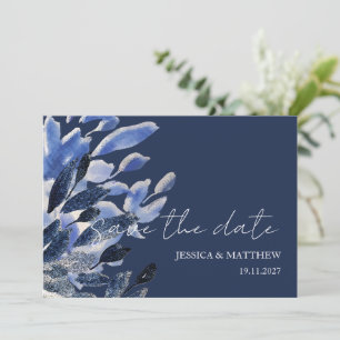 Save The Date Elégant Beau Cygne Dans Mariage Bleu Marine