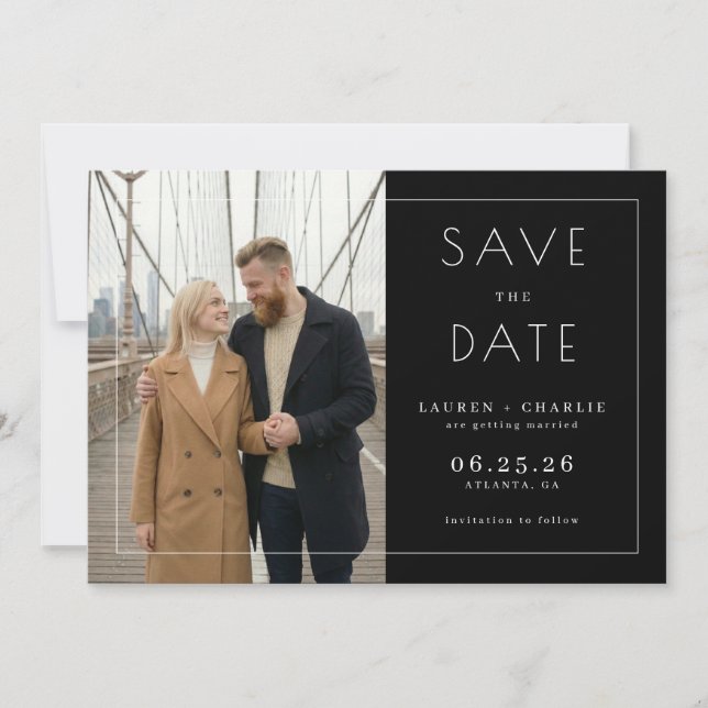 Save The Date Elegant Beige Minimalist Photo (Devant)