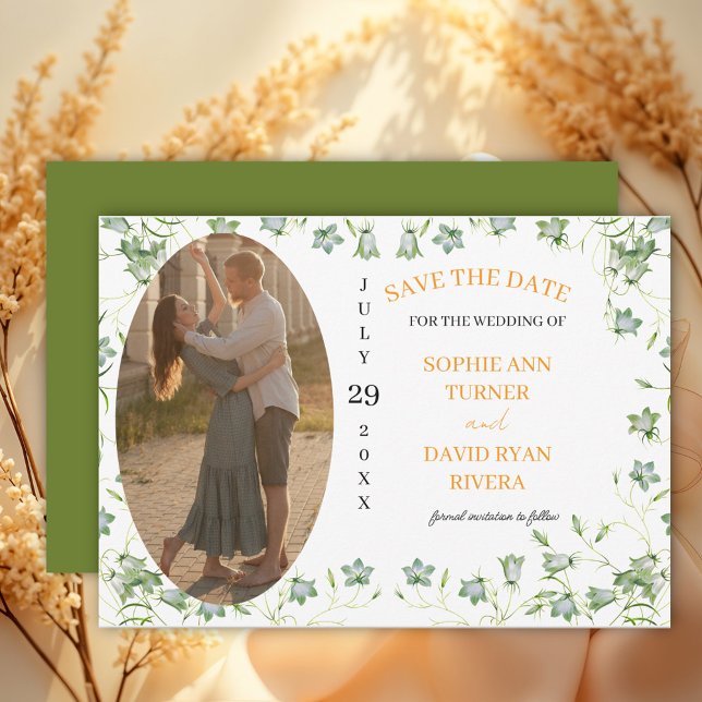 Save The Date Elégant Bellflower Photo Mariage (Créateur téléchargé)