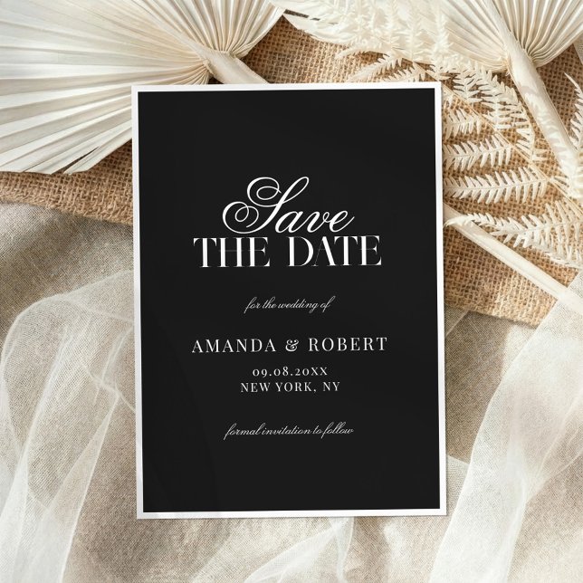 Save The Date Elegant Black and White Classic Old Money Wedding (Créateur téléchargé)