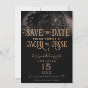 Save The Date Elégant Black Steampunk