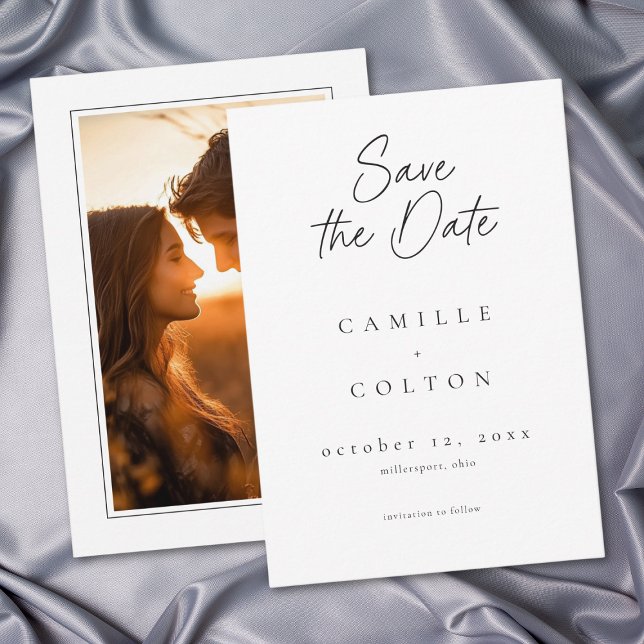 Save The Date Elegant Black White Minimalist Wedding Photo (Elegant Black White Minimalist Wedding Photo Save The Date)