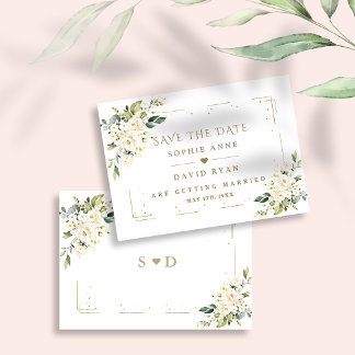 Save The Date Élégant blanc Fleurs de crème Mariage Parties scin