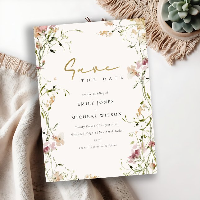 Save The Date Elégant bleu doux vert pâle vert pâté aquarelle (Créateur téléchargé)