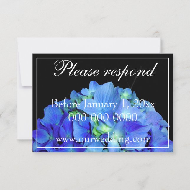 Save The Date Elégant bleu floral rose bleu hydrangeas RSVP (Devant)