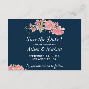 Save The Date Elégant bleu foncé peoné mariage date de sauvegard