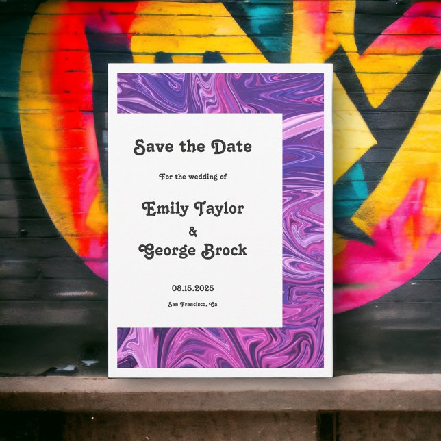 Save The Date Élégant bleu moderne Galaxy Mariage d'art Abstrait (Créateur téléchargé)