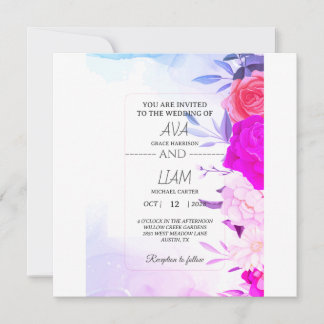 Save The Date Élégant Bleu Turquoise Floral Aquarelle Mariage
