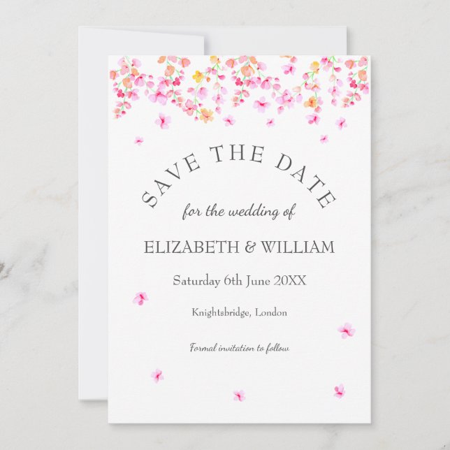 Save The Date Elégant Blossom Floral Wedding Enregistrer la cart (Devant)