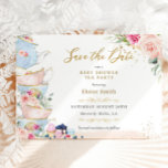 Save The Date Elégant Blush Floral High Tea Party Baby shower<br><div class="desc">Personnalisez ce baby shower chic de fête de thé enregistrer la date avec votre propre libellé facilement et rapidement, appuyez simplement sur le bouton customiser pour réorganiser et formater le style et le placement du texte. Cette carte élégante présente une jolie théière, des tasses à thé, des desserts succulents, de...</div>