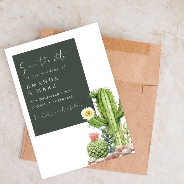Save The Date Élégant Boho Cactus Désert Succulent Enregistrez l (Créateur téléchargé)