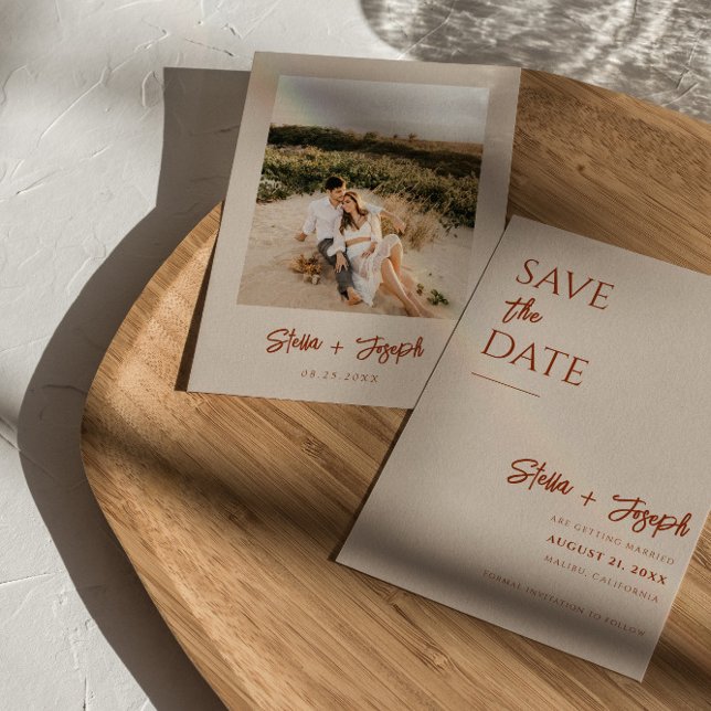 Save The Date Elégant Boho Chic Photo Mariage moderne (Créateur téléchargé)