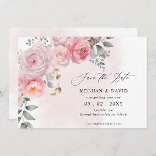 Save The Date Elégant Boho été printemps Blush Floral Mariage