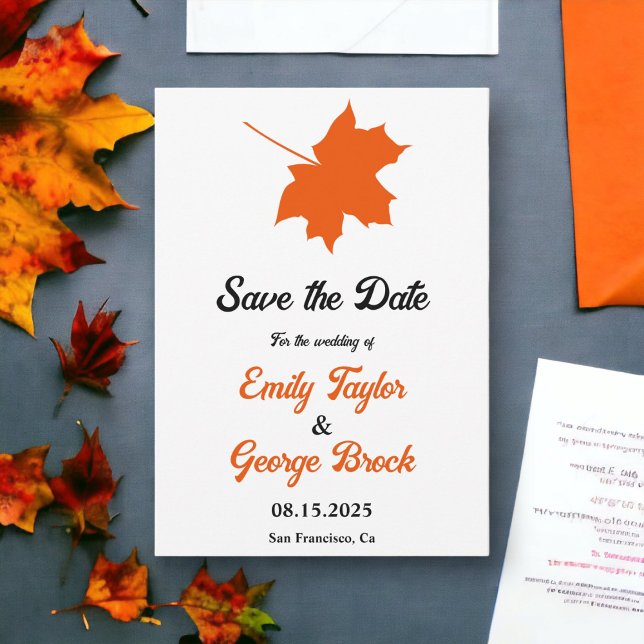 Save The Date Elégant Boho Fall Feuilles Rustique Floral Mariage (Créateur téléchargé)