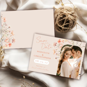 Save The Date Elegant Boho Fleur sauvage photo Mariage