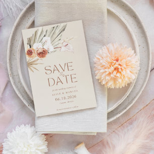 Save The Date Élégant Boho Fleurs Photo Mariage Enregistrez La D