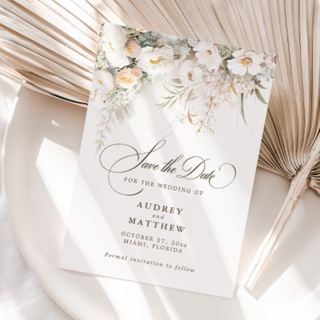 Save The Date Elégant Boho Rustique Mariage Floral Enregistrer L (Créateur téléchargé)