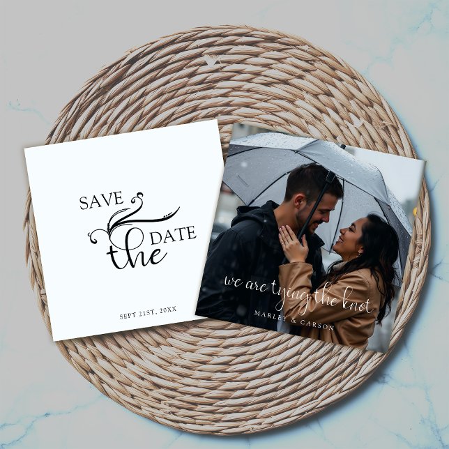 Save The Date Elegant Boho Script Mariage Photo Enregistrer la d (Créateur téléchargé)