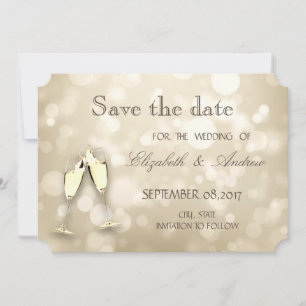 Save The Date Elegant Bokeh, Vins de verre Mariage Enregistrer l