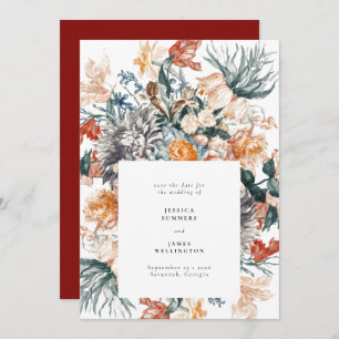 Save The Date Elégant Botanique Vintage Fleurs Peinture Mariage