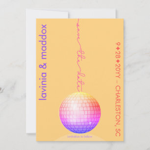 Save The Date Élégant boule Disco Orange et Mariage Hot Rose
