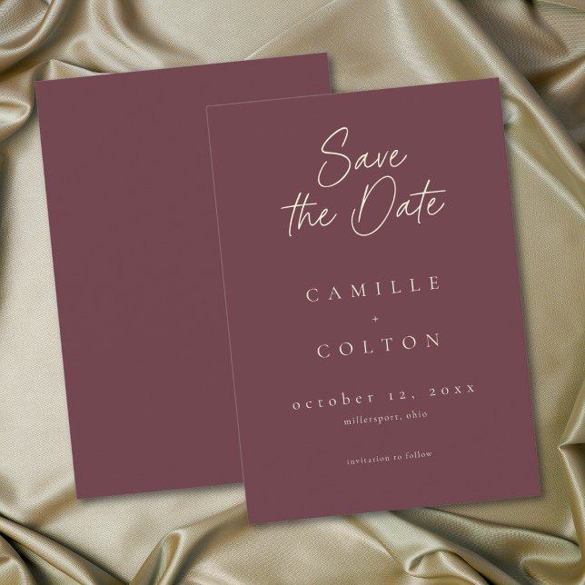 Save The Date Elegant Burgundy Wine Minimalist Wedding (Elegant Burgundy Wine Minimalist Wedding Save The Date)