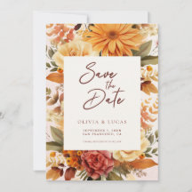 Elégant cadre de fleurs orange Mariage photo