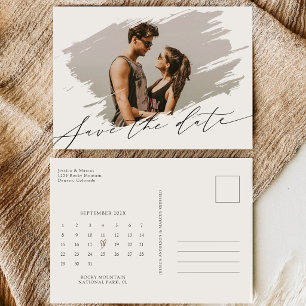 Save The Date Élégant calendrier de calligraphie script photo ma