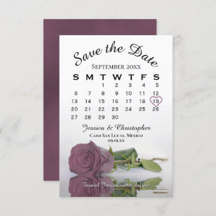 Save The Date Élégant calendrier Mariage de Rose Rose Rose Mauve