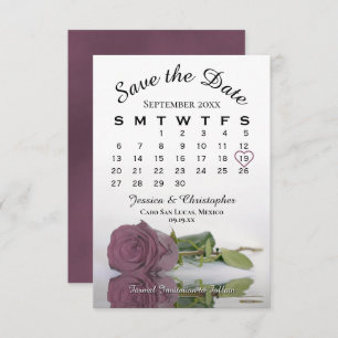Save The Date Élégant calendrier Mariage de Rose Rose Rose Mauve
