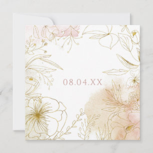 Save The Date Élégant Carré couleur or rose pâle
