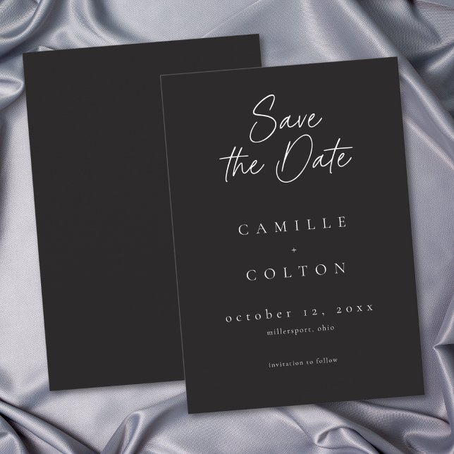 Save The Date Elegant Charcoal Black Minimalist Wedding (Elegant Charcoal Black Minimalist Wedding Save The Date)