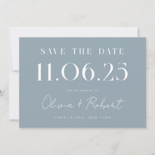 Save The Date Élégant Chic Dusty Blue Mariage Date Enregistrer L