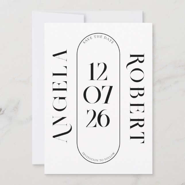 Save The Date Elegant Chic Mariage Date (Devant)