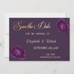 Save The Date Élégant Chic Purple Roses Enregistrer La Date