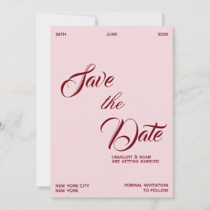 Save The Date Élégant Chic Rose Pâle Mariage Vieille Fortune
