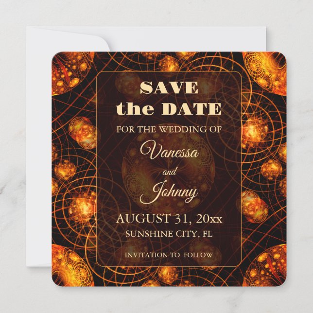 Save The Date Elegant Classic Boho Modern Gold #901 Wedding (Devant)