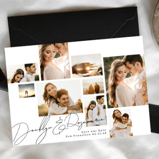 Save The Date Élégant Classic Simple Collage Multi Photo