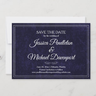 Save The Date Élégant Classique Date de Mariage Enregistrer Bleu