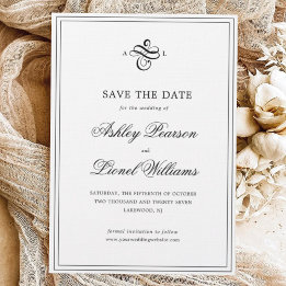 Save The Date Élégant classique de script formel Monogramme Mari